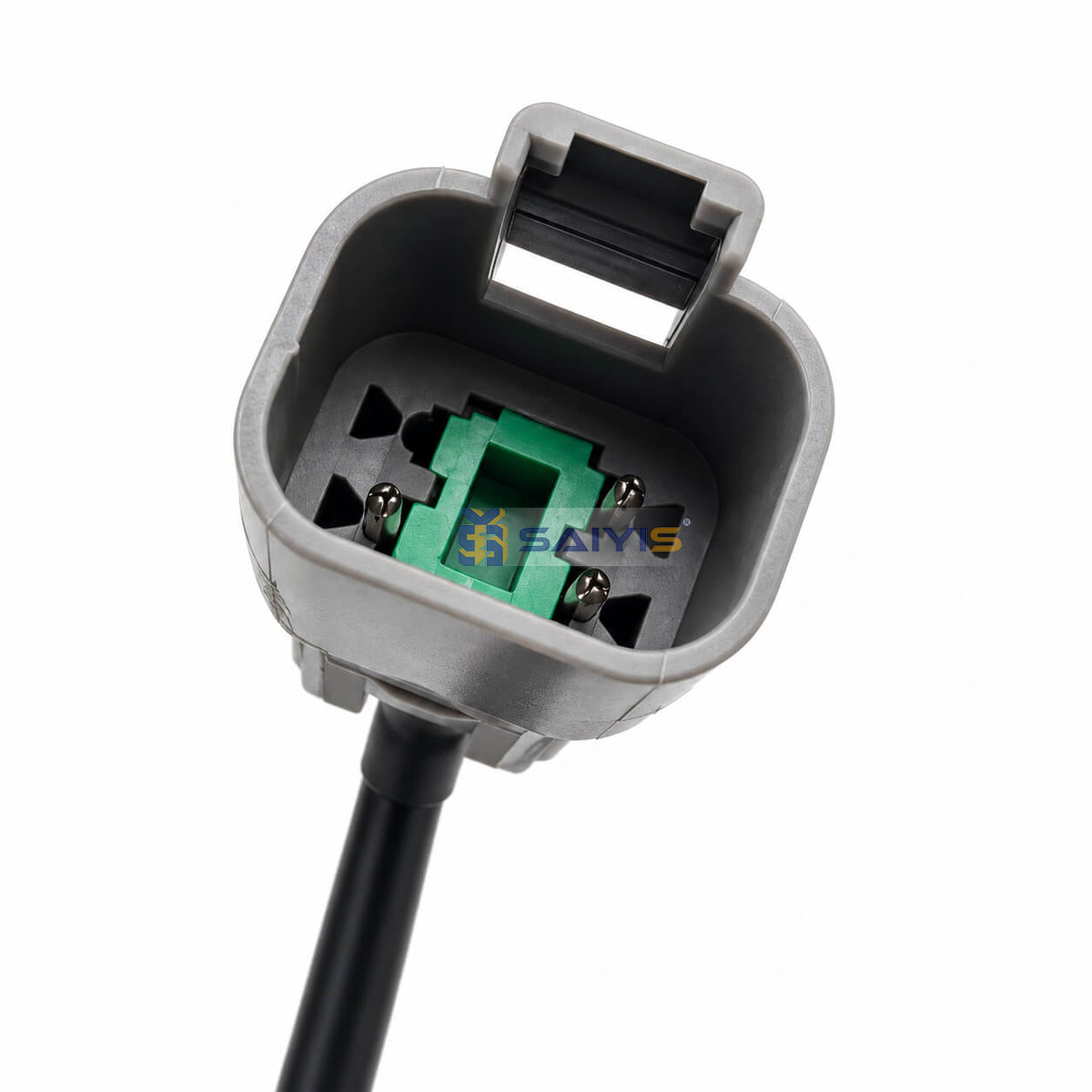 00000695 DL-00000695 angle sensor 4-pin Deutsch waterproof connector close-up with green locking wedge
