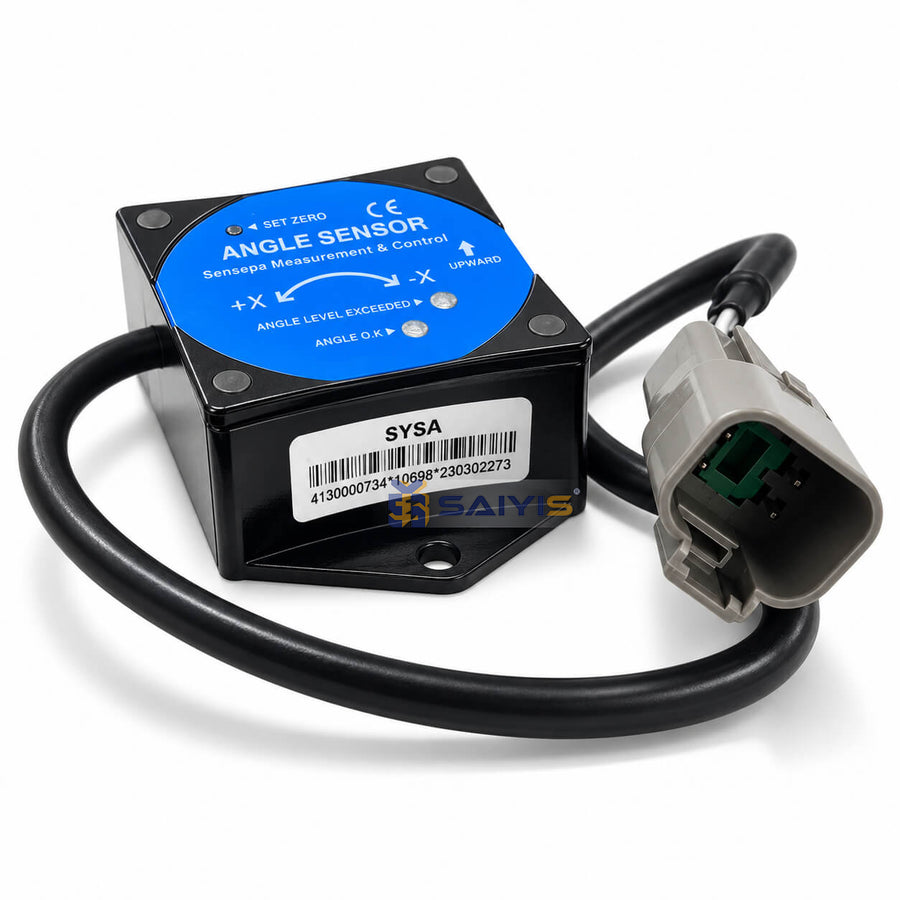 00000695 DL-00000695 angle tilt sensor for Dingli electric scissor lifts, side perspective with SYSA barcode