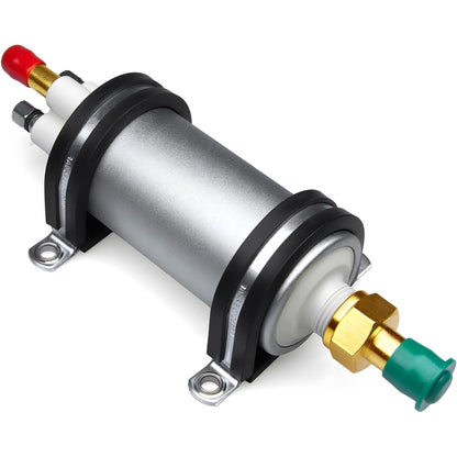 236259GT fuel lift pump with rubber-lined mounting clamps installed around the silver housing