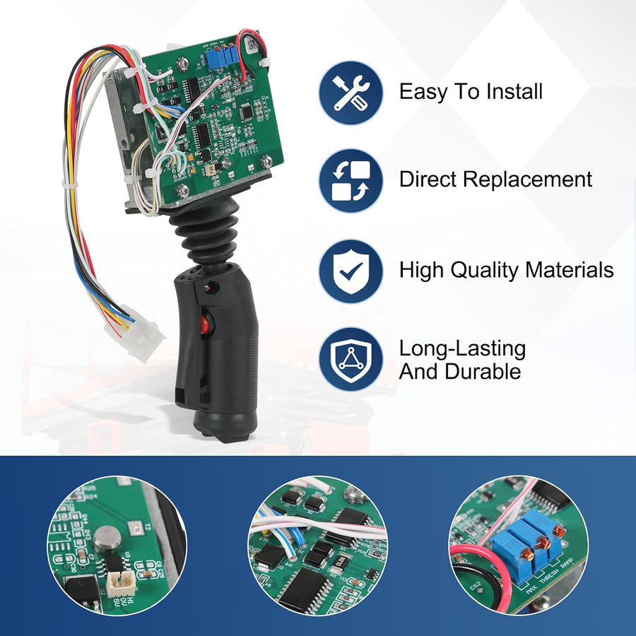Product details of 159108 joystick controller highlighting 9-pin connector plug and mounting pivot pin