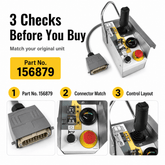 Three checks before ordering the SAIYIS 156879 control box including part number, connector and control layout