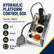 SAIYIS 156879 platform control box showing lift, lower, drive and emergency stop functions