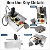 Multiple views of the SAIYIS 156879 Skyjack control box, connector, side guard and top control panel